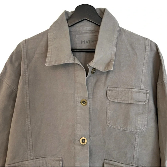 Mate the Label Organic Cotton Canvas Chore Jacket Pebble M/L NWT Classic Fall - Picture 2 of 6